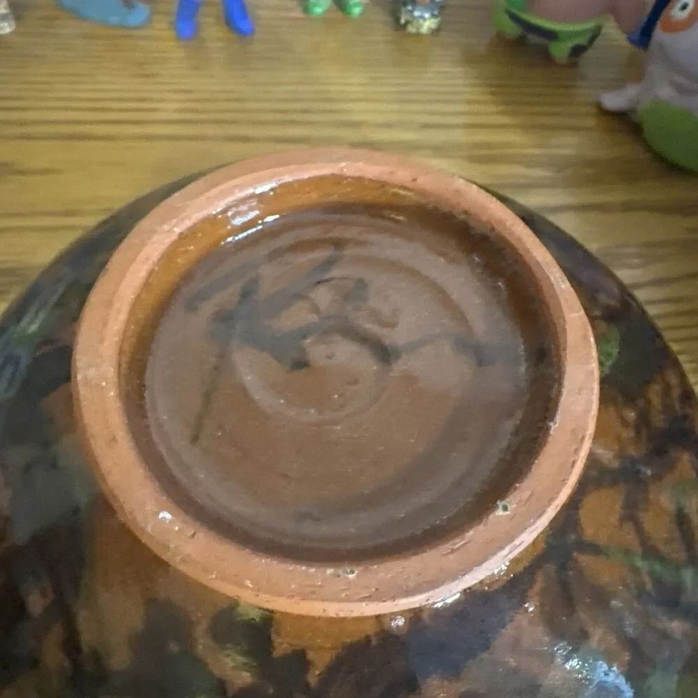 Stephen Rodriguez New Haven CT Signed Studio Stoneware Brown Glossy Serving Bowl